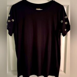 NWOT Michael Kors Black Grommet Sleeve Women's Tee